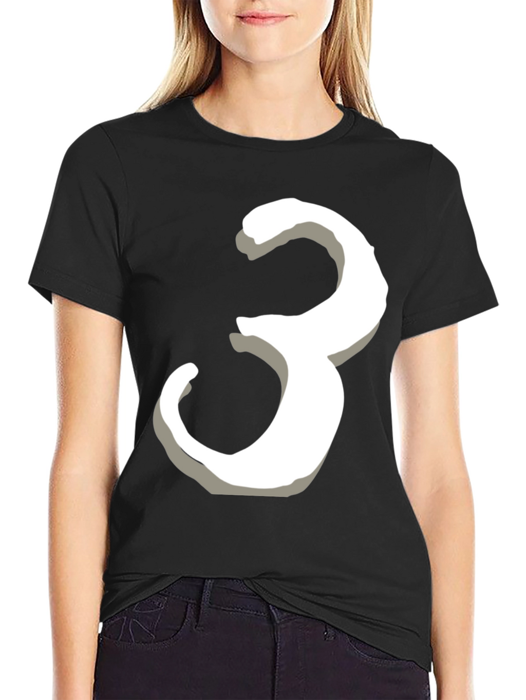 Number 3 Graphic Tee - Black Cotton T-Shirt