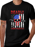 Deadly Chiropractor USA Flag Skull Graphic Tee