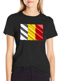 Wavy Belgium Flag Graphic Tee - Black Cotton T-Shirt