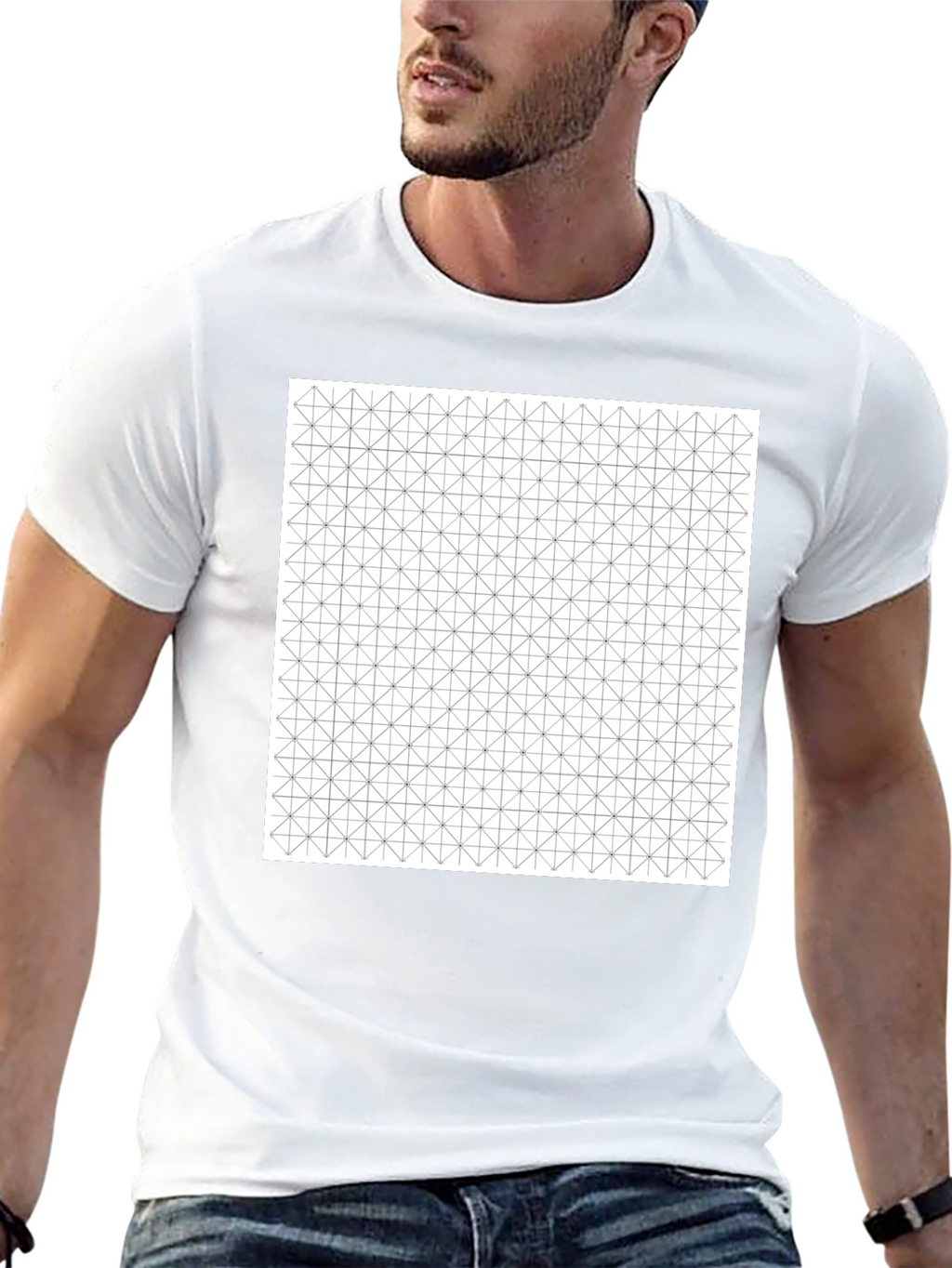 Geometric Pattern Black Tee
