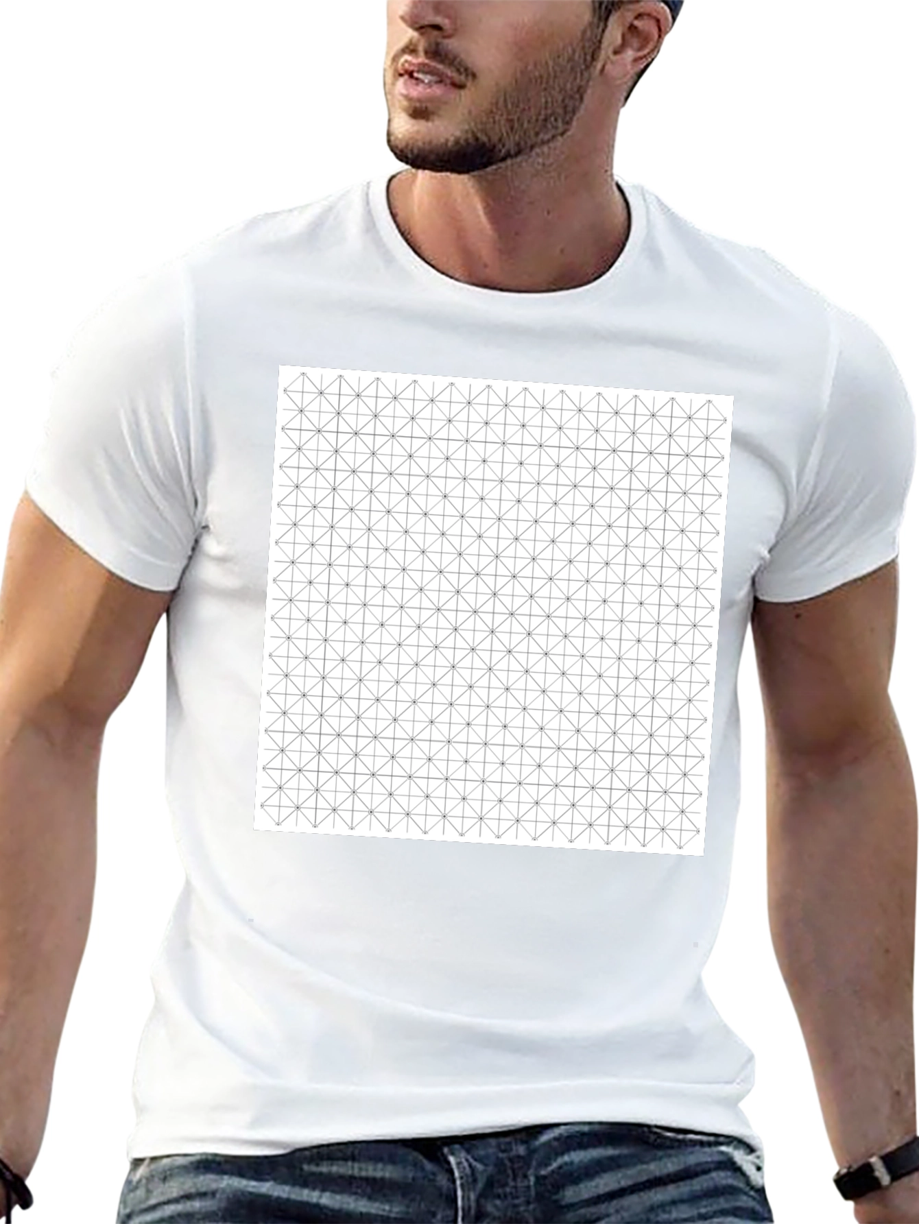Geometric Pattern Black Tee