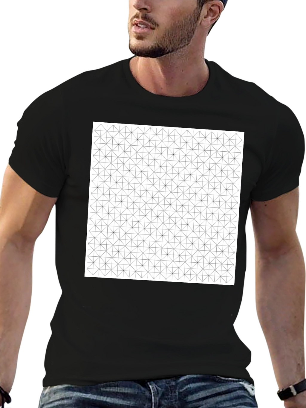 Geometric Pattern Black Tee