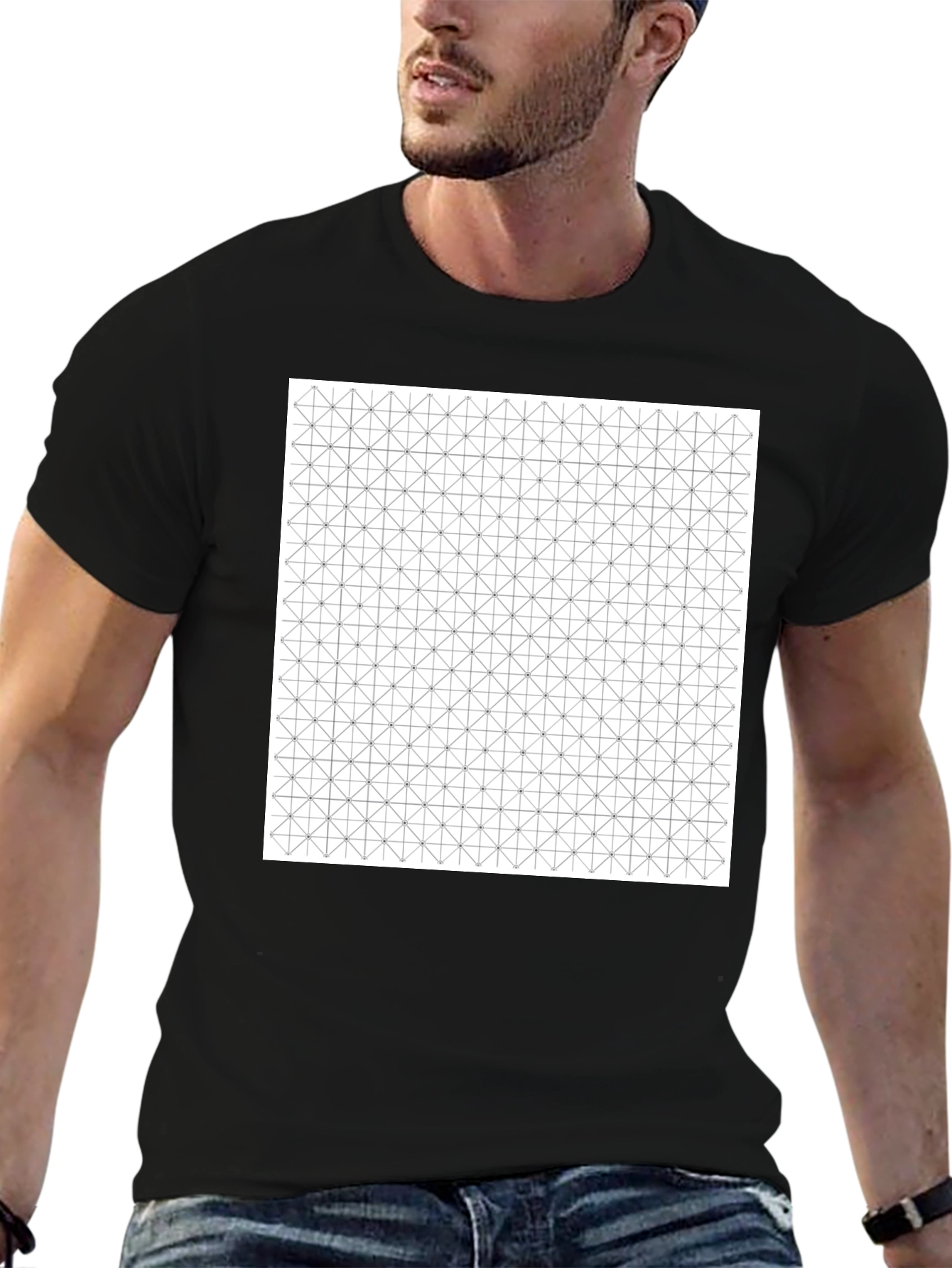 Geometric Pattern Black Tee