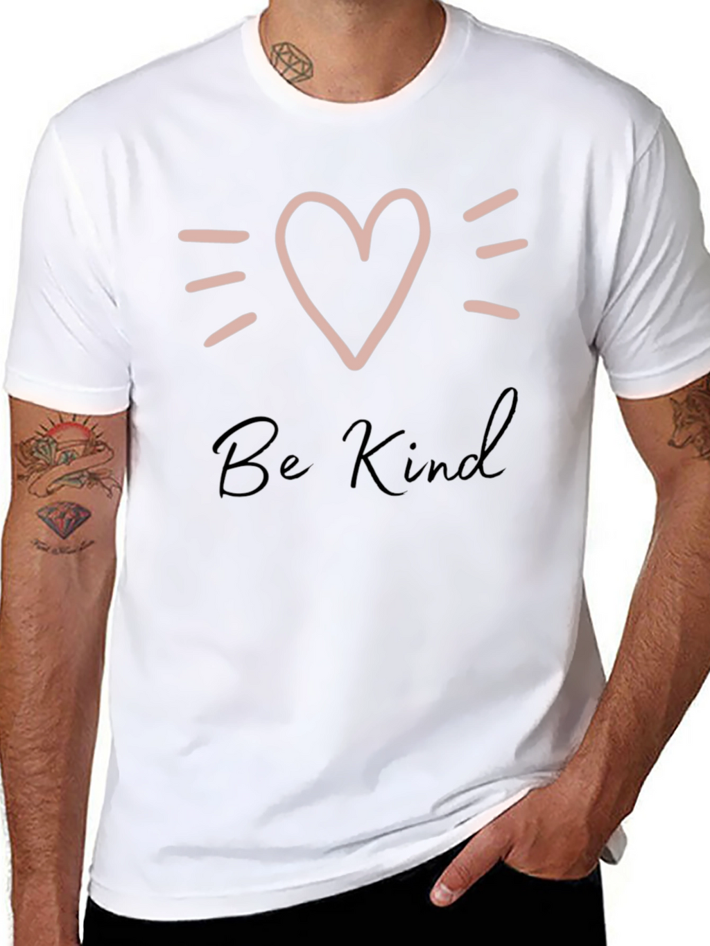 Be Kind Heart Graphic Black T-Shirt
