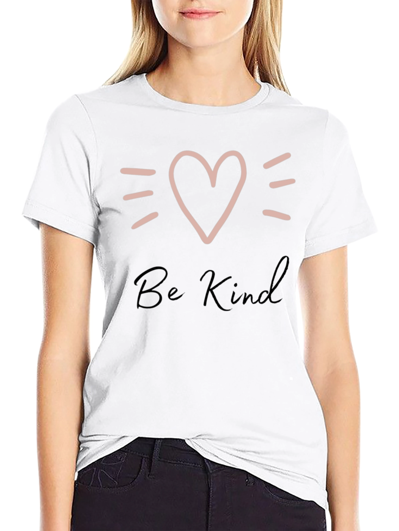 Be Kind Heart Graphic Black T-Shirt