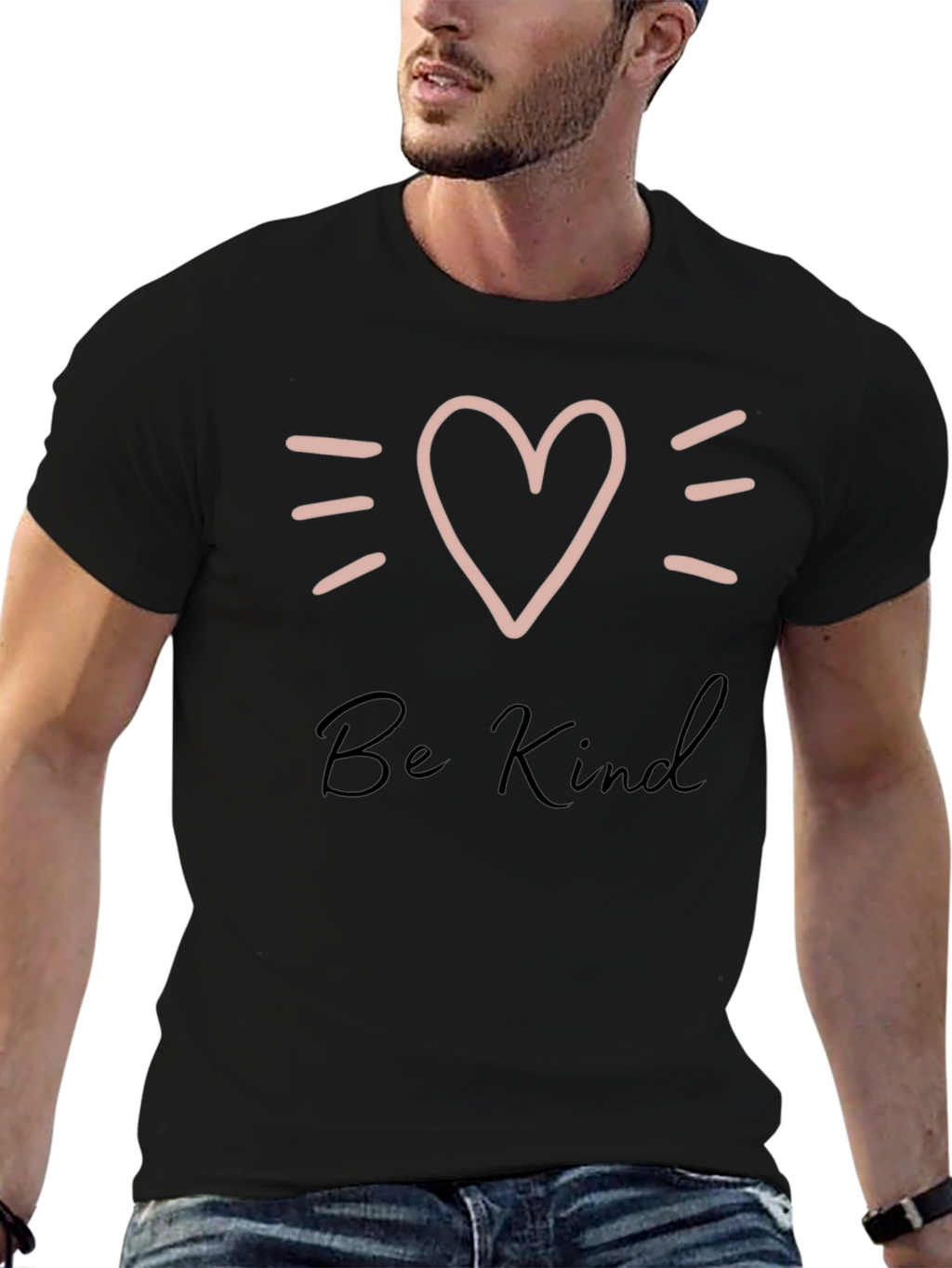 Be Kind Heart Graphic Black T-Shirt