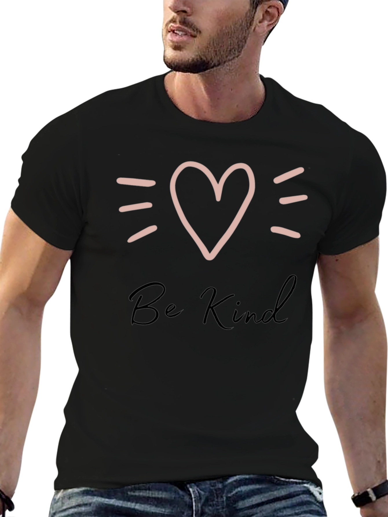 Be Kind Heart Graphic Black T-Shirt