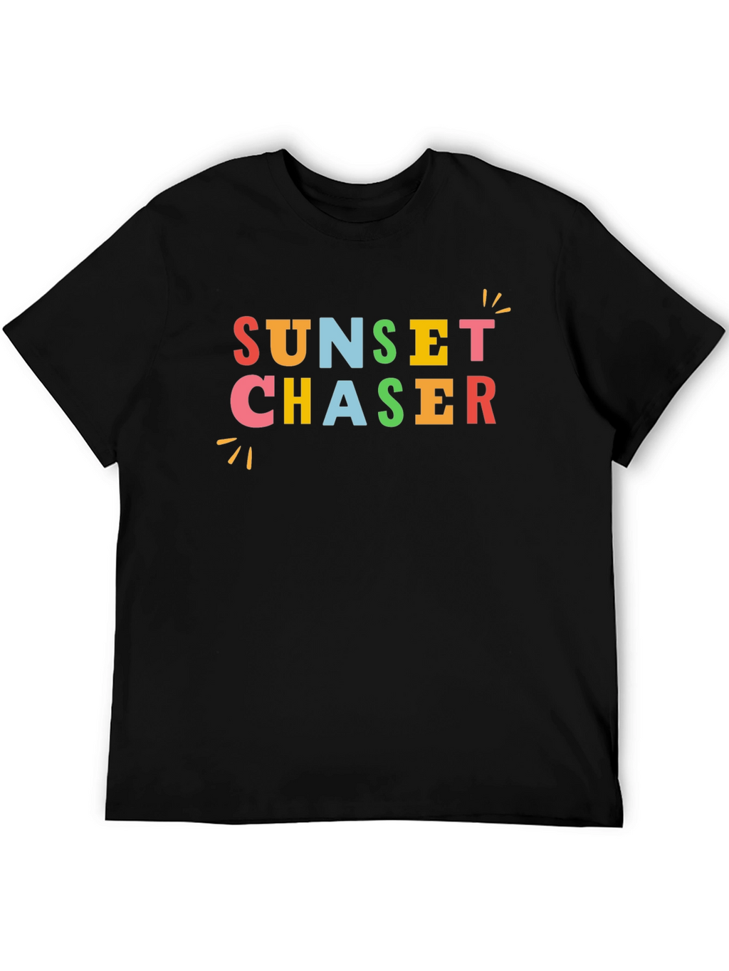 Sunset Chaser Graphic Tee - Black Cotton Casual T-Shirt
