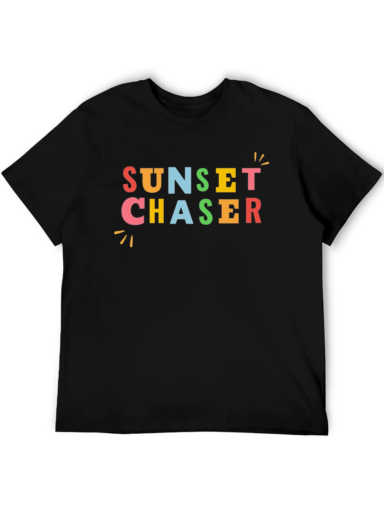 Sunset Chaser Graphic Tee - Black Cotton Casual T-Shirt