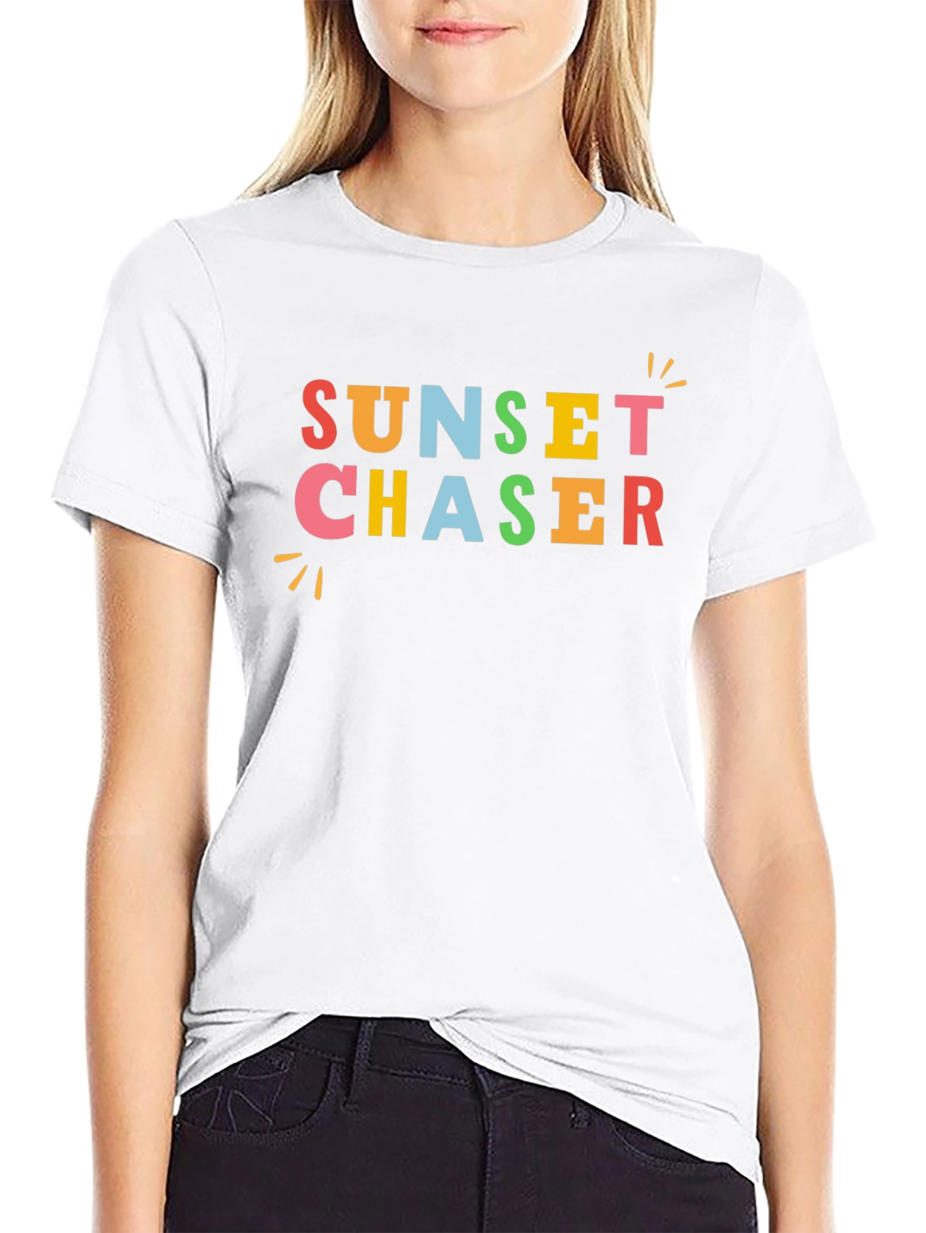 Sunset Chaser Graphic Tee - Black Cotton Casual T-Shirt