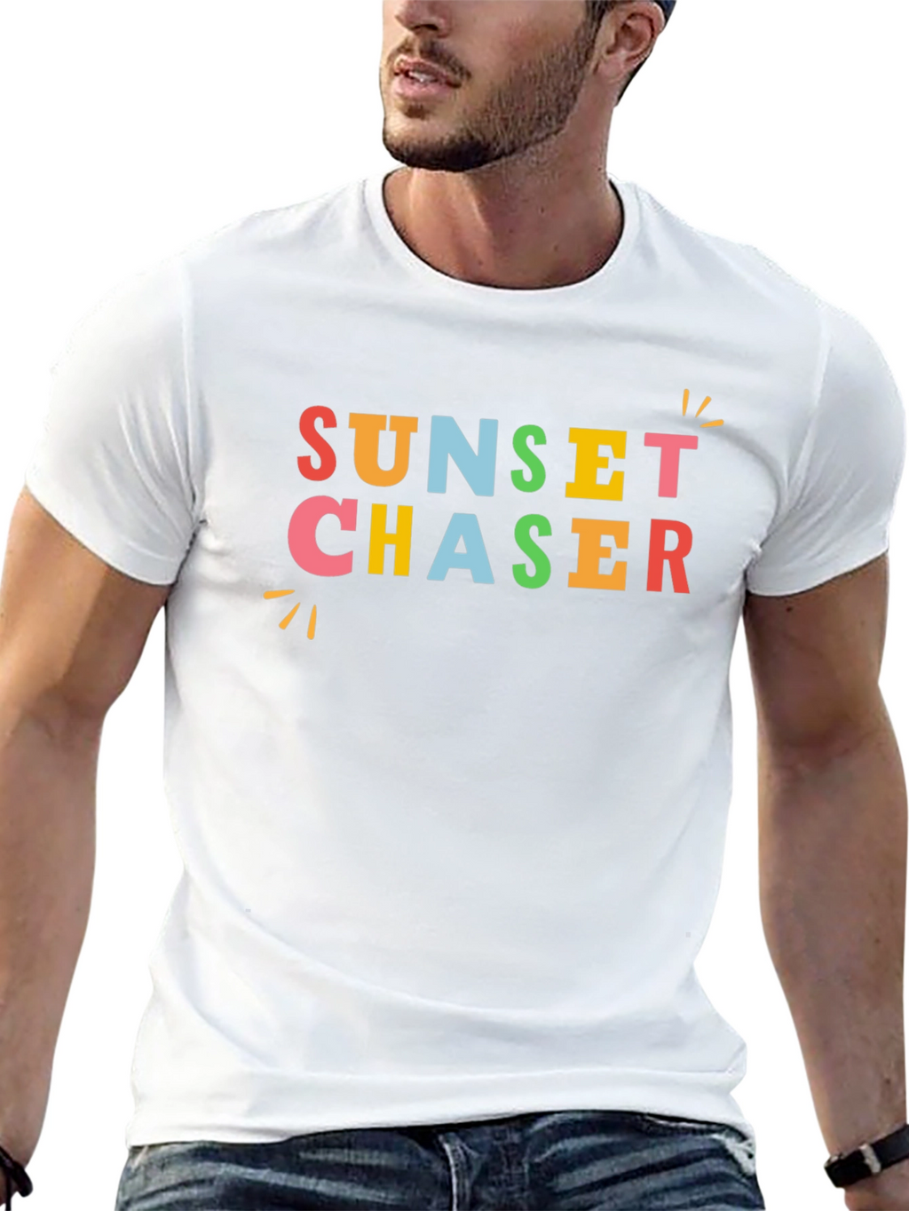 Sunset Chaser Graphic Tee - Black Cotton Casual T-Shirt
