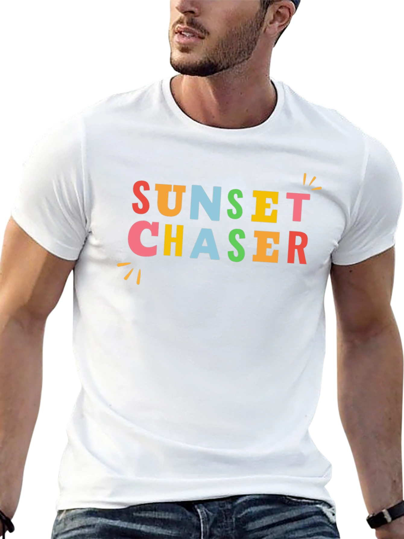 Sunset Chaser Graphic Tee - Black Cotton Casual T-Shirt