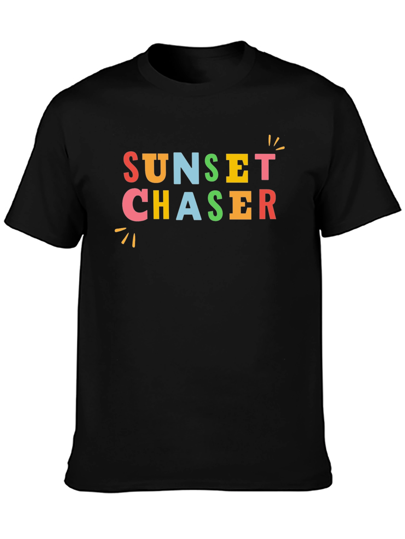 Sunset Chaser Graphic Tee - Black Cotton Casual T-Shirt