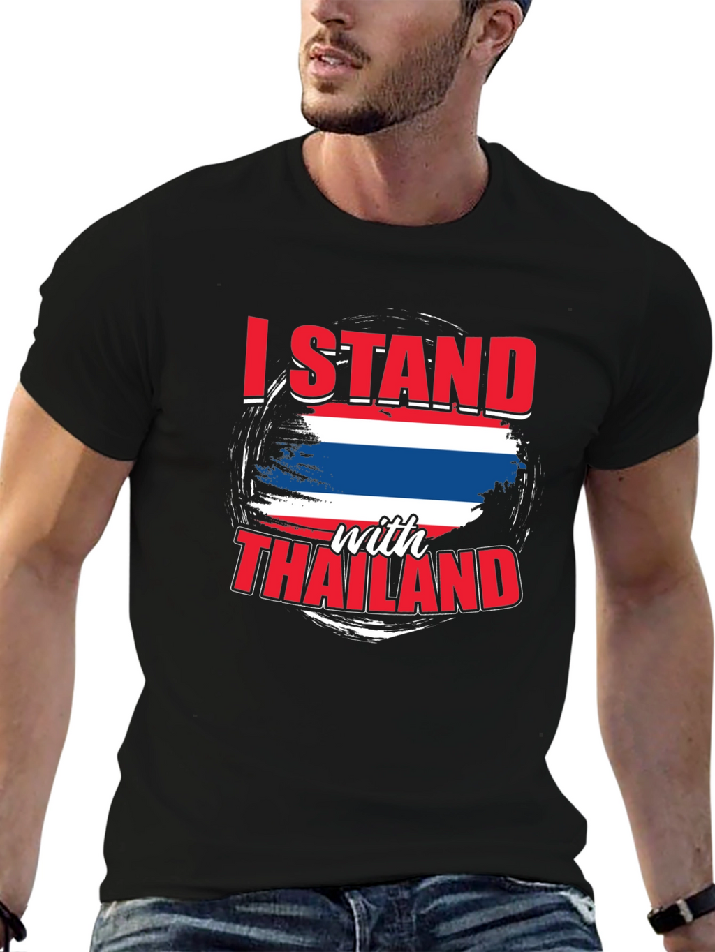 I Stand With Thailand Black T-Shirt