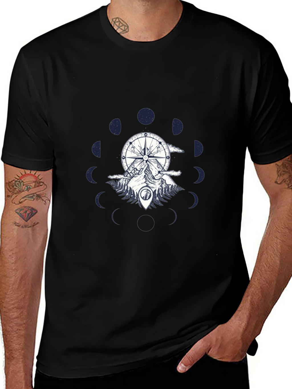 Compass & Mountain Graphic Tee - Black