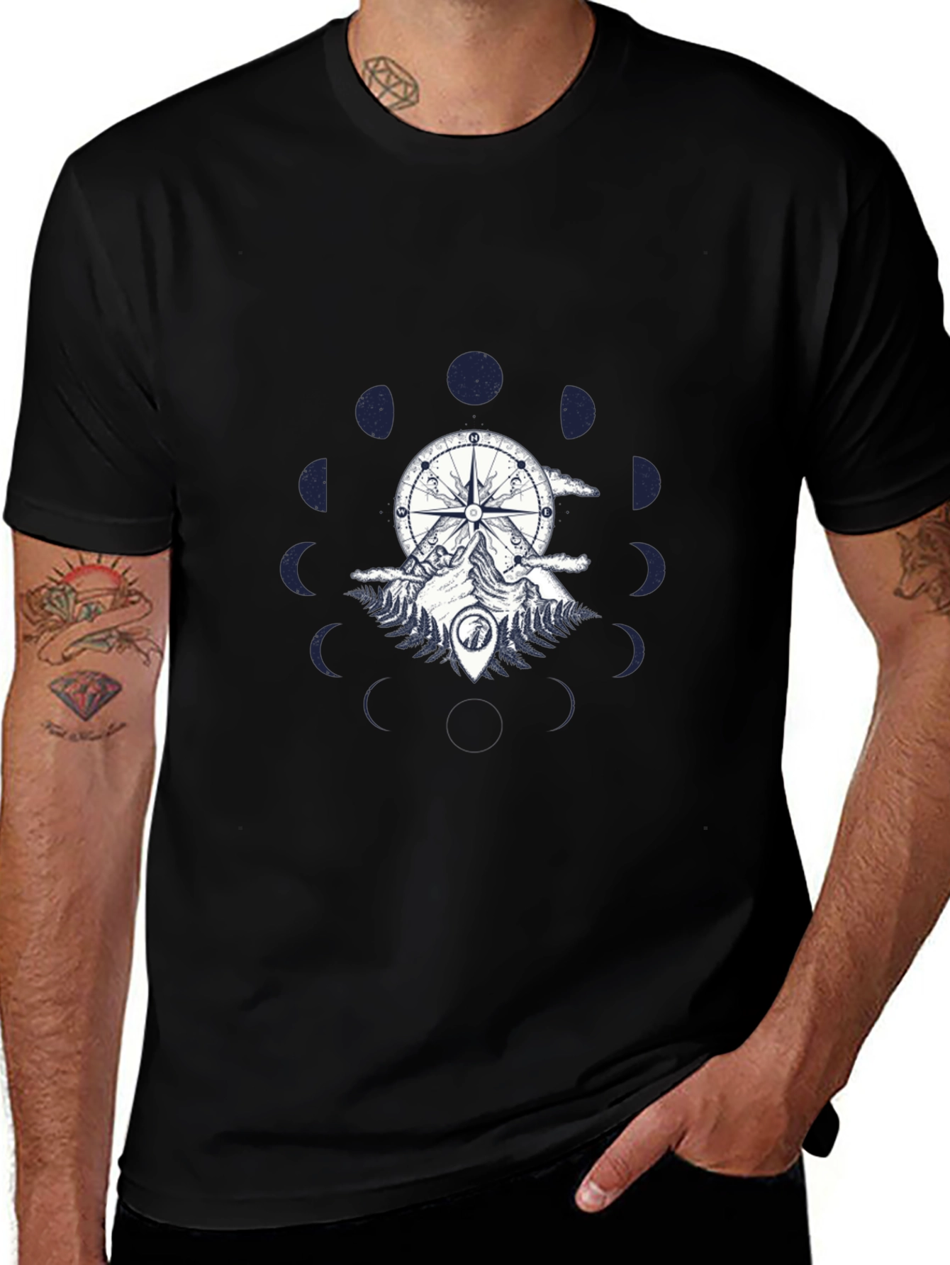 Compass & Mountain Graphic Tee - Black