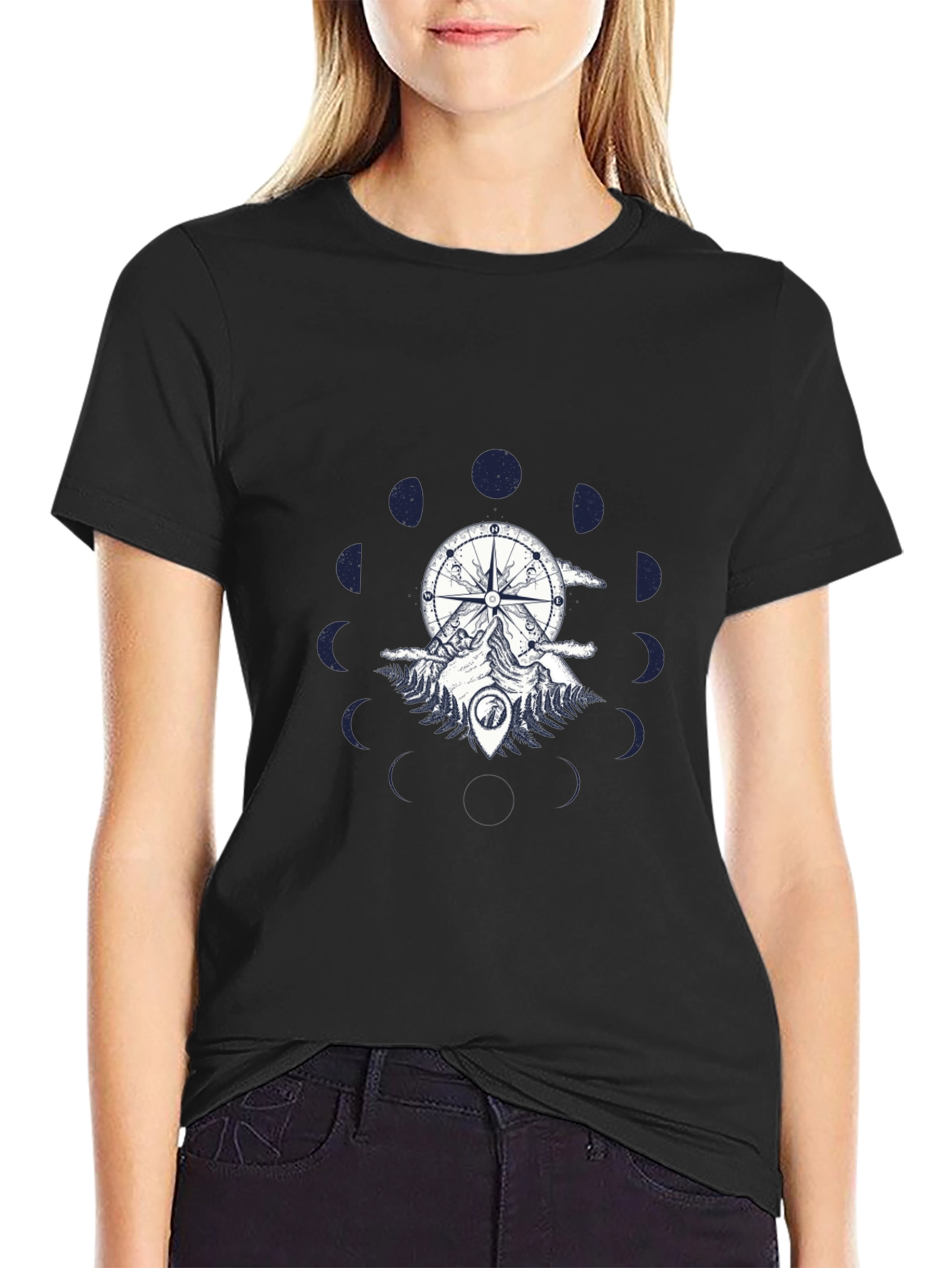 Compass & Mountain Graphic Tee - Black