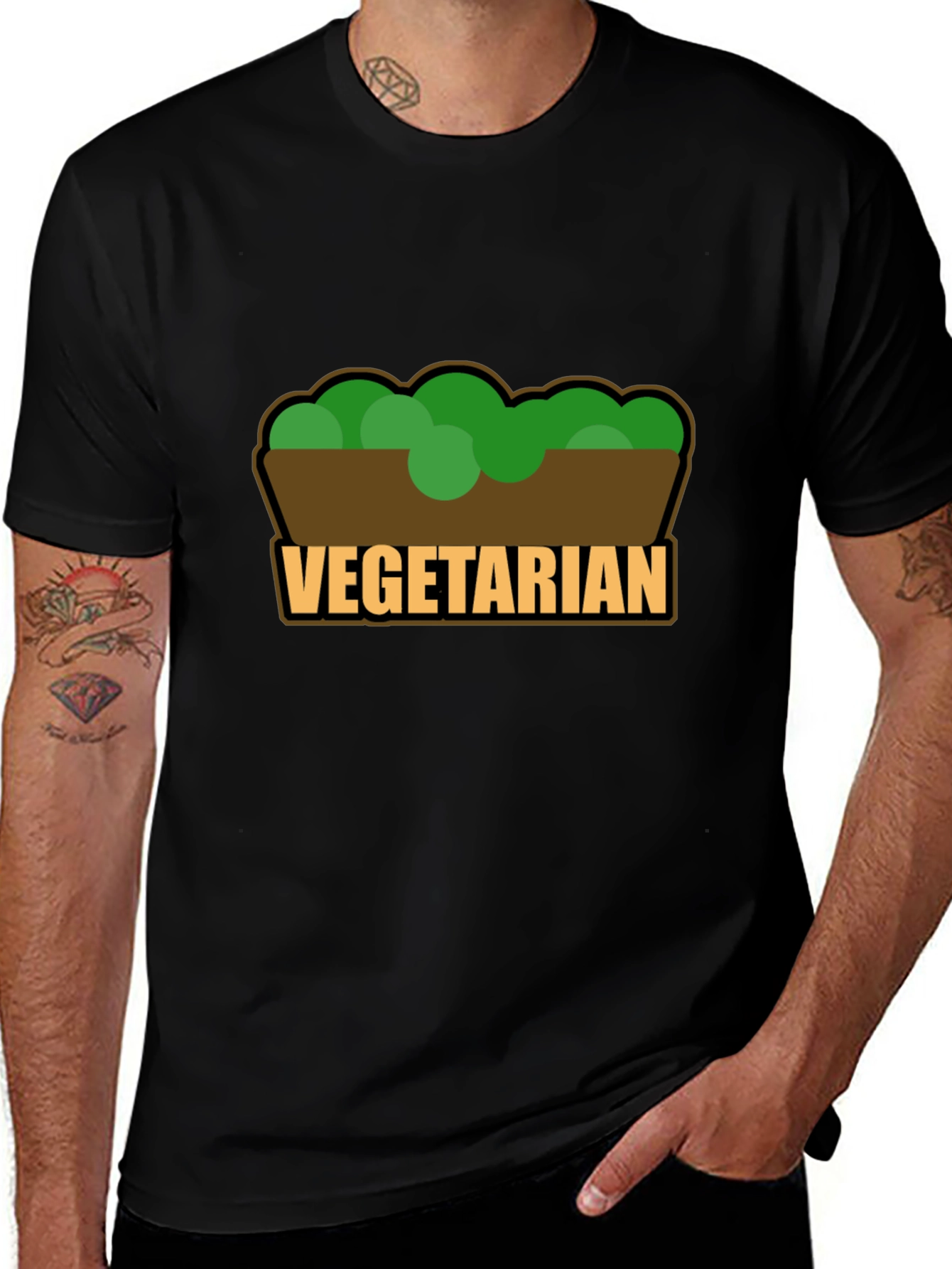 Vegetarian Graphic Black T-Shirt