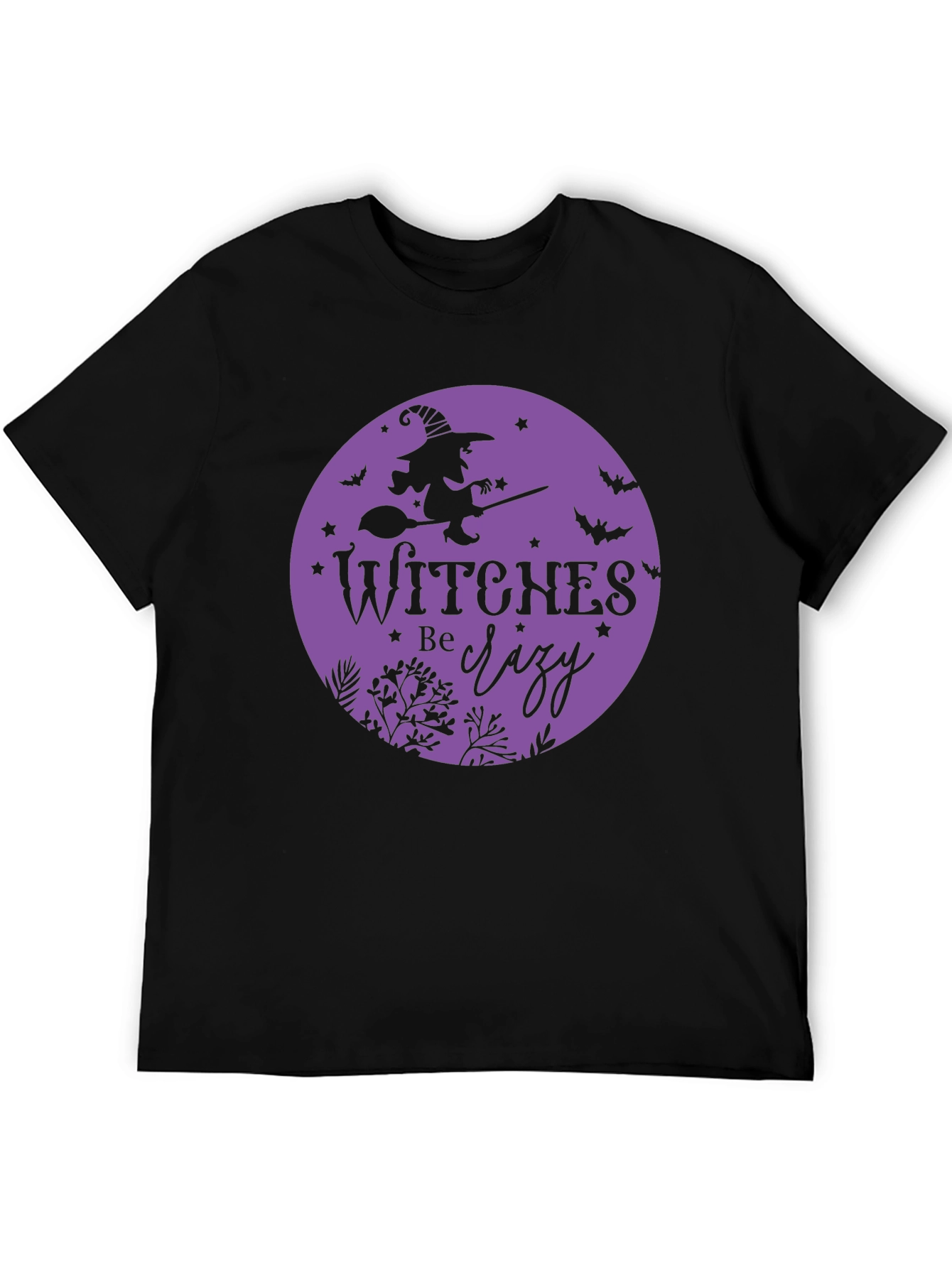 Witches Be Crazy Black Cotton T-Shirt