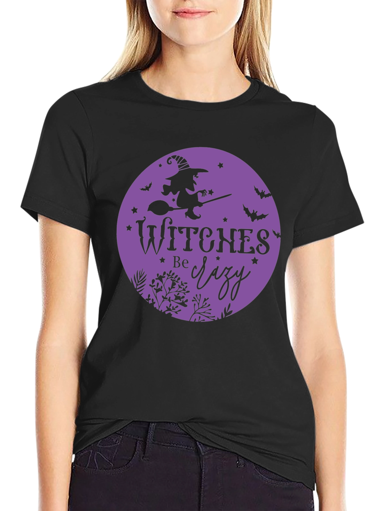 Witches Be Crazy Black Cotton T-Shirt