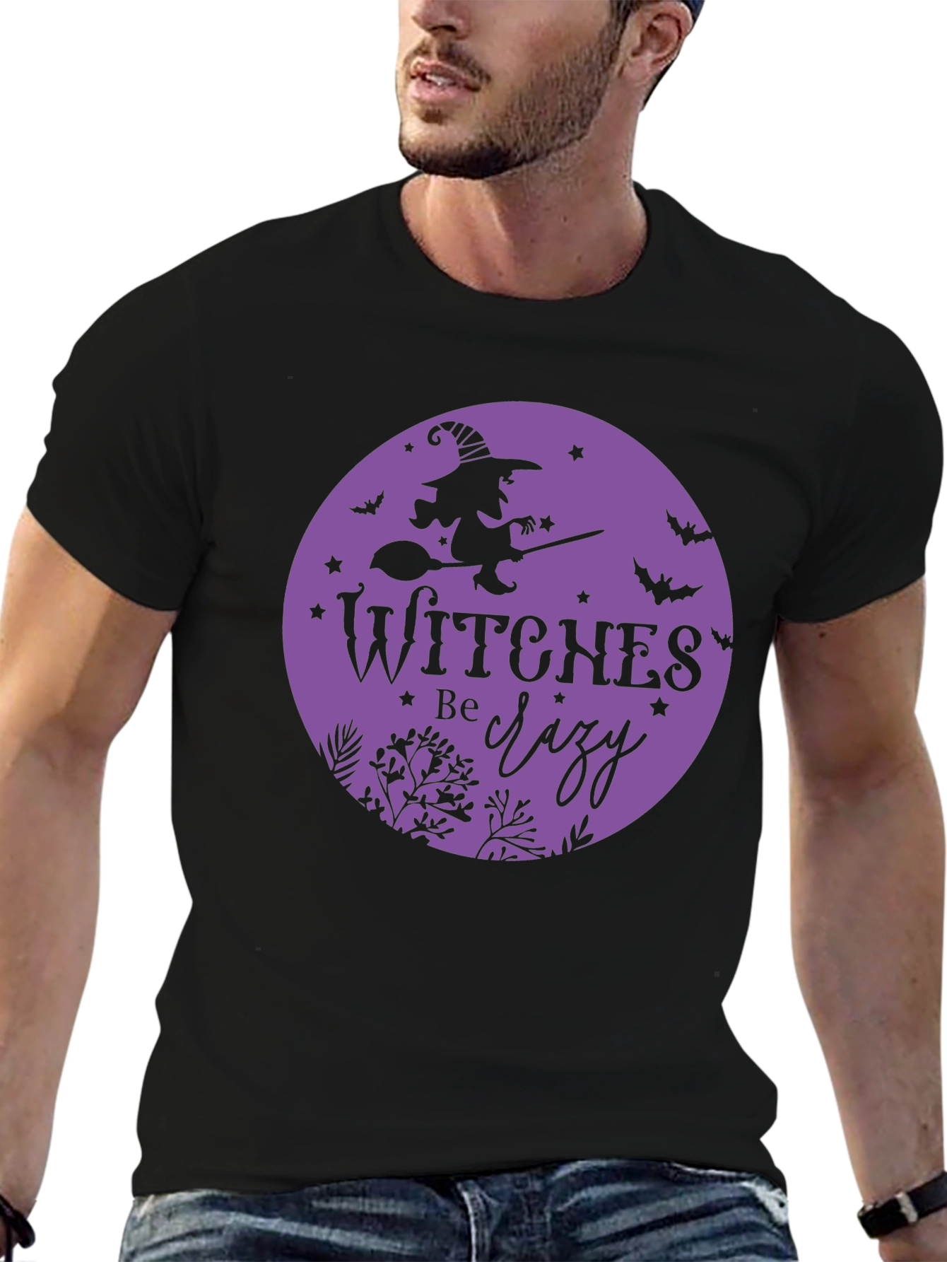 Witches Be Crazy Black Cotton T-Shirt