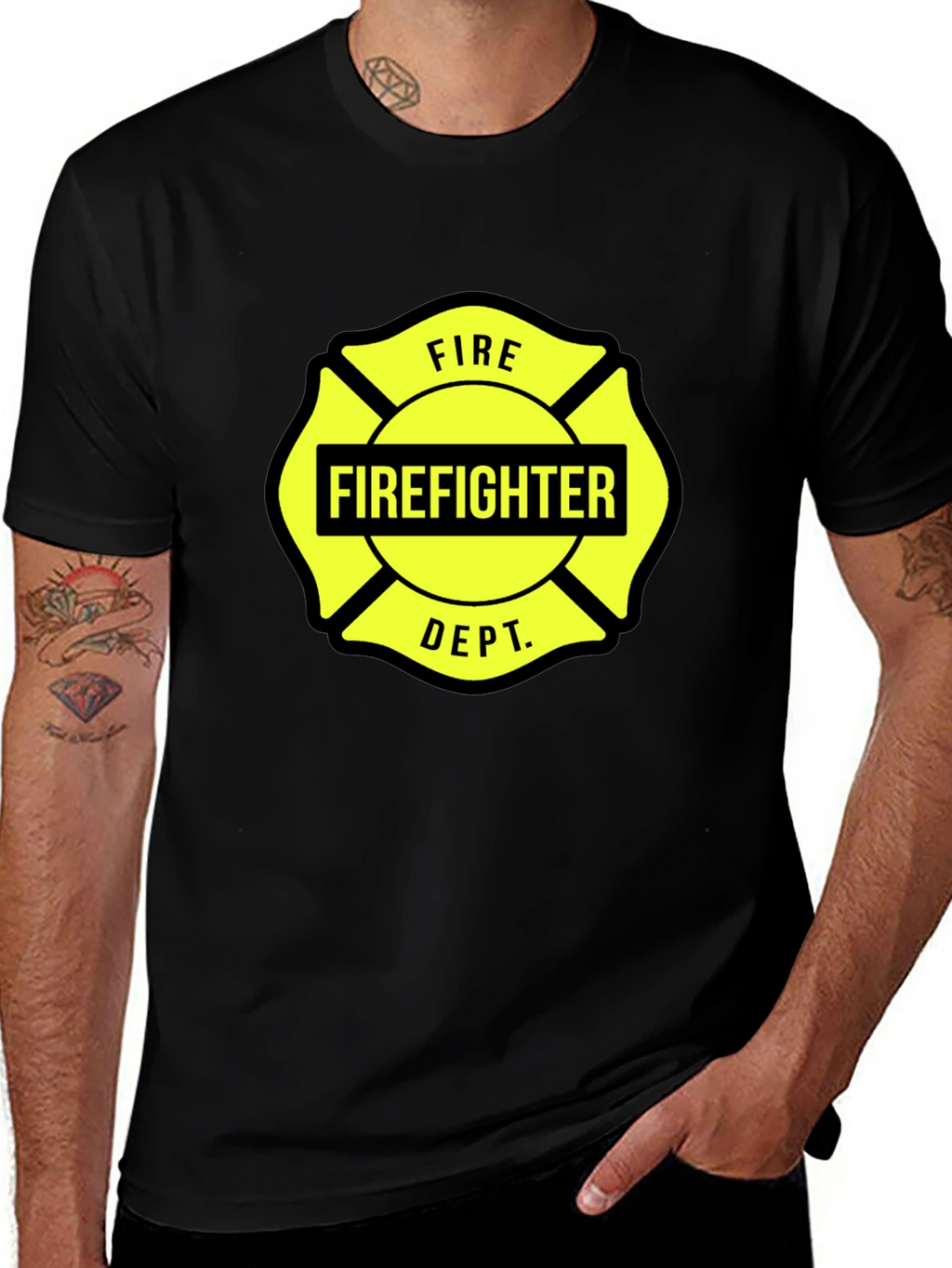 Firefighter Dept. Graphic Tee - Maltese Cross Design