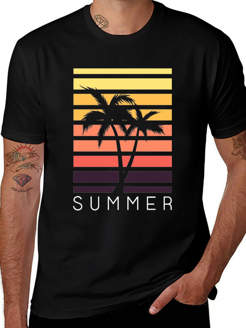 Summer Palm Tree Graphic T-Shirt
