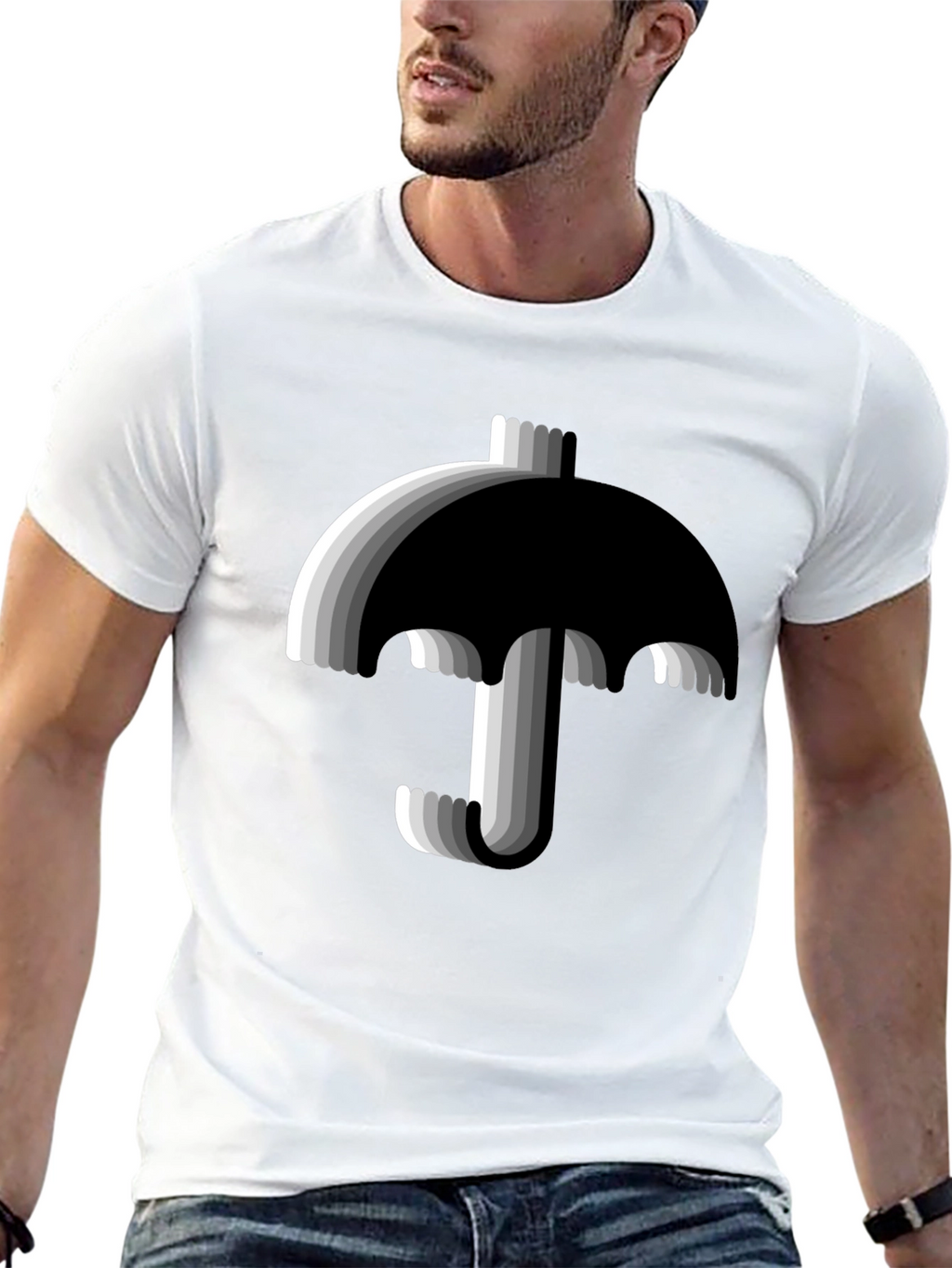 Modern Umbrella Graphic Tee - Black