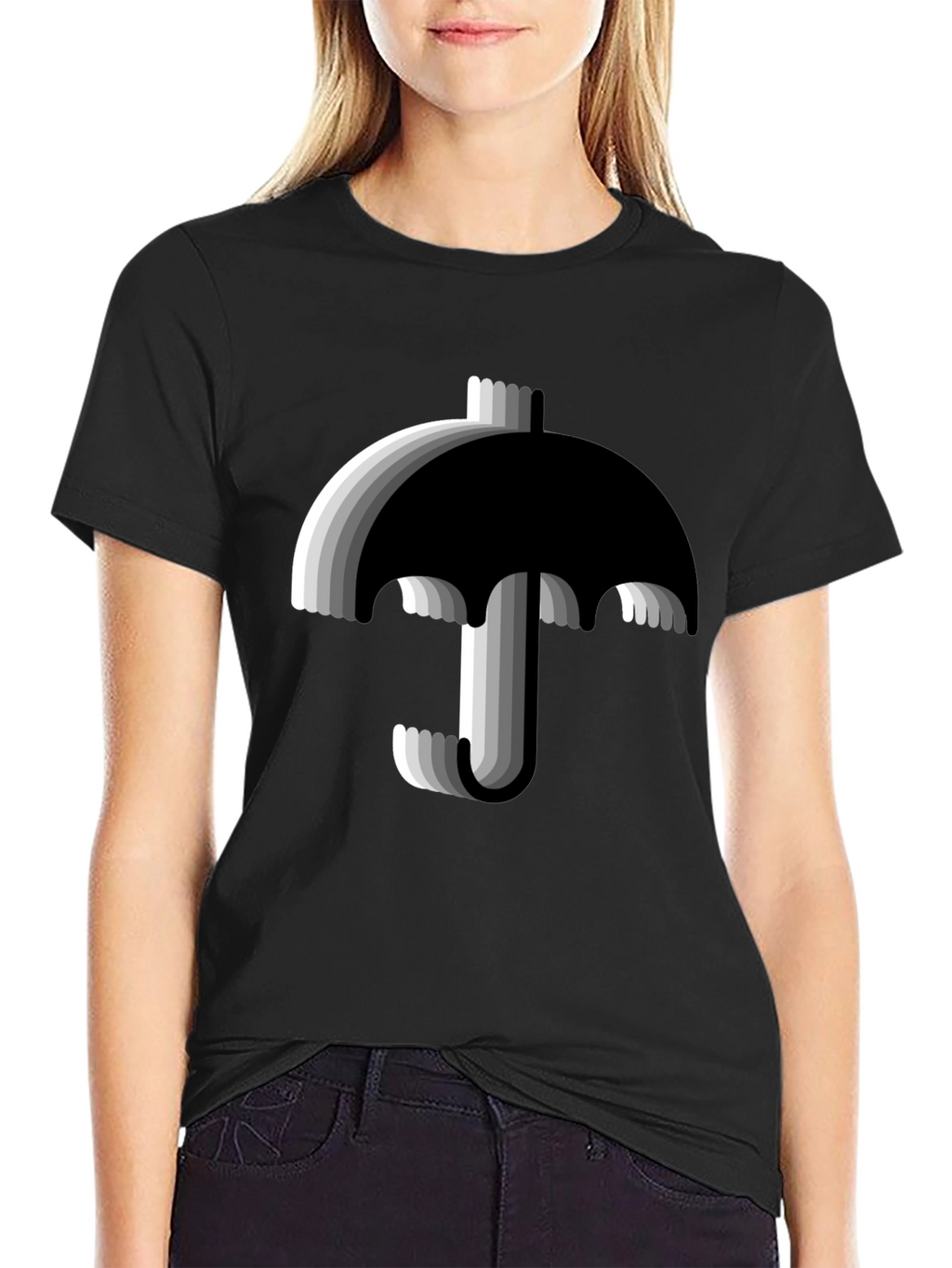 Modern Umbrella Graphic Tee - Black