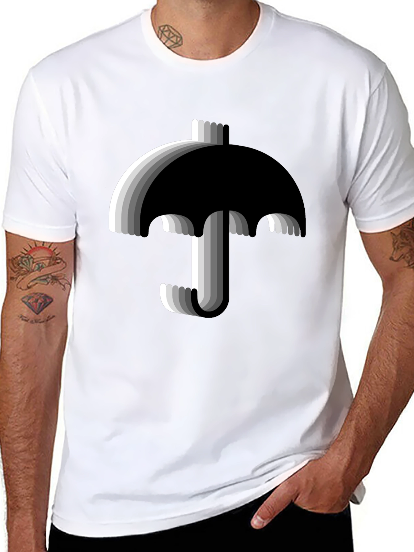 Modern Umbrella Graphic Tee - Black