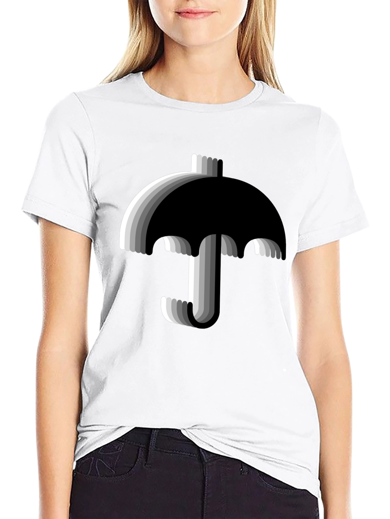 Modern Umbrella Graphic Tee - Black