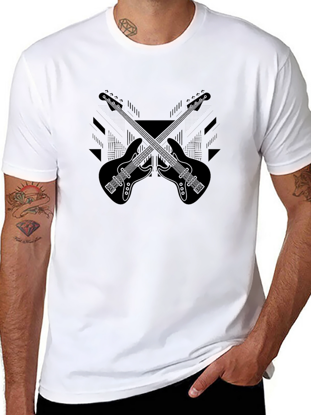 Black Guitar Graphic Tee - Musicians Style