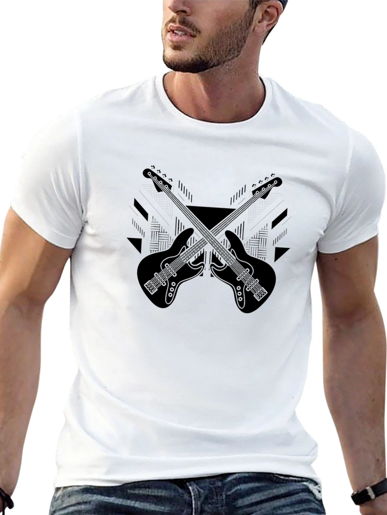 Black Guitar Graphic Tee - Musicians Style