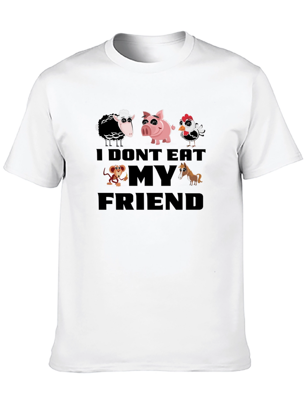 Vegan I Dont Eat My Friends Black T-Shirt