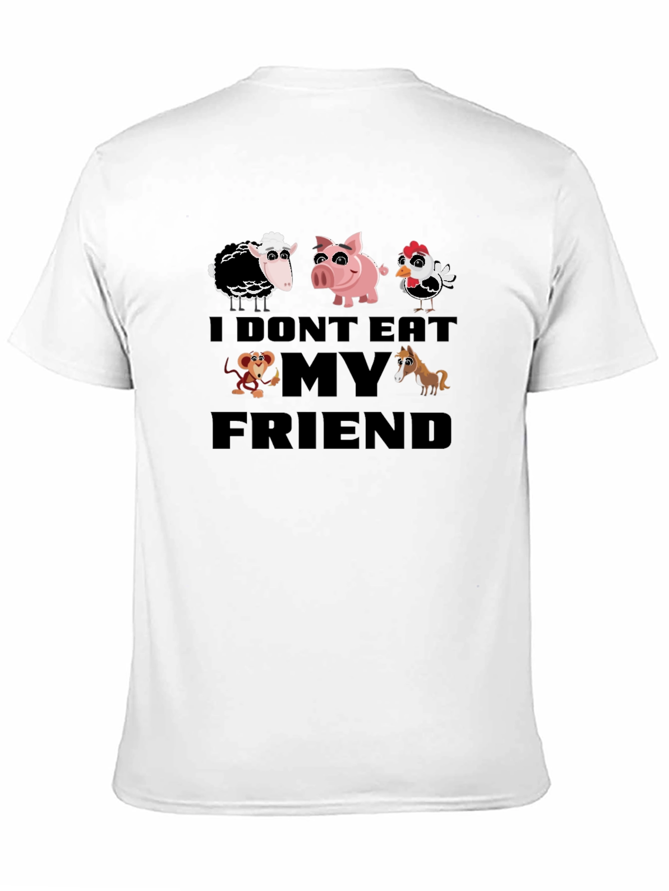 Vegan I Dont Eat My Friends Black T-Shirt
