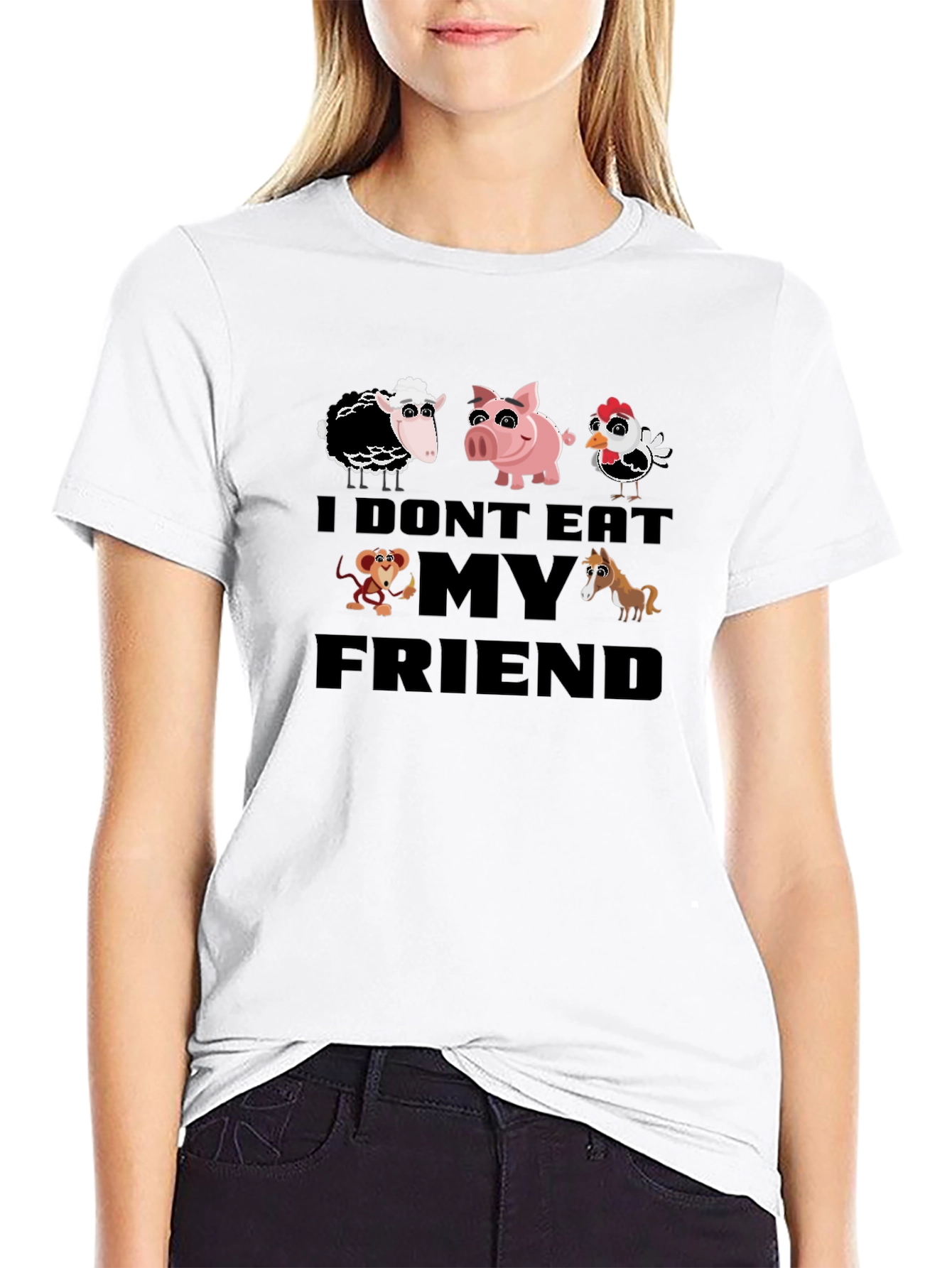 Vegan I Dont Eat My Friends Black T-Shirt