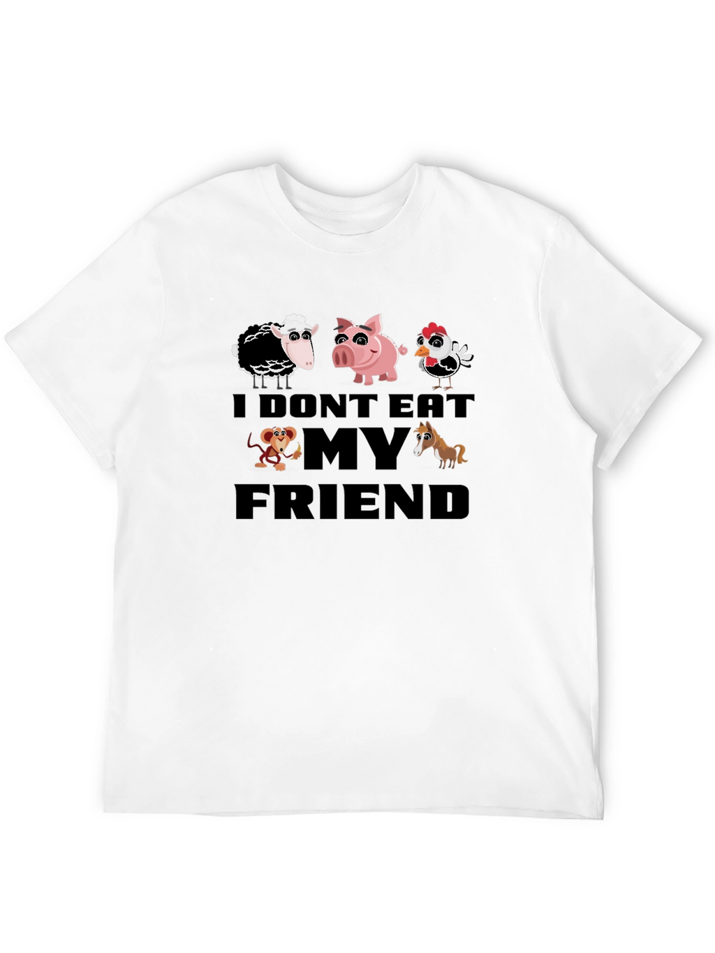 Vegan I Dont Eat My Friends Black T-Shirt