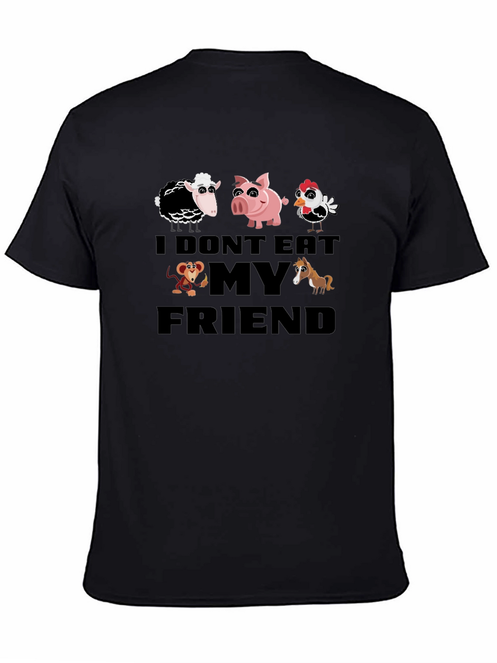 Vegan I Dont Eat My Friends Black T-Shirt
