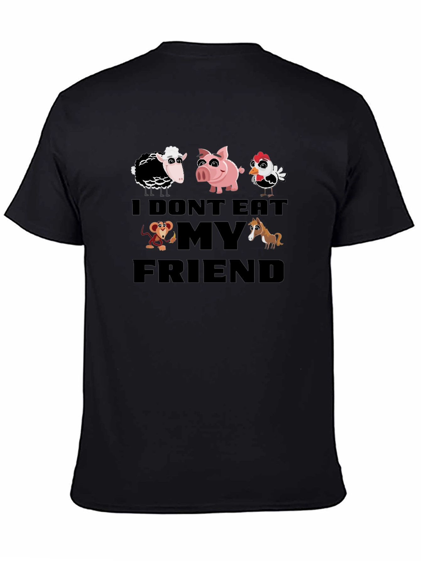 Vegan I Dont Eat My Friends Black T-Shirt