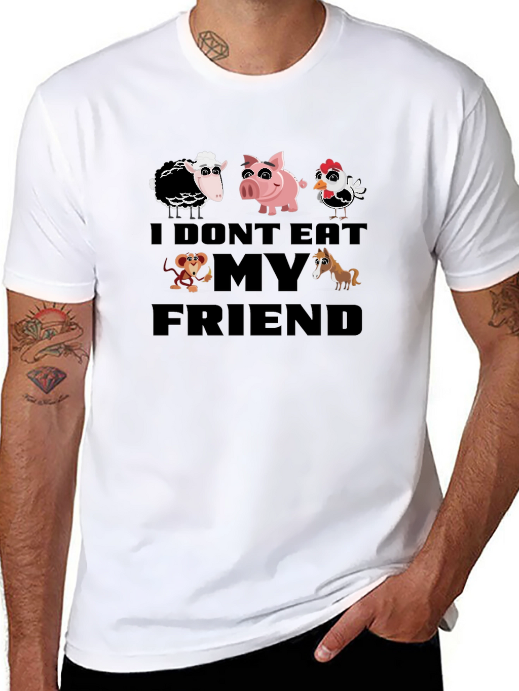 Vegan I Dont Eat My Friends Black T-Shirt