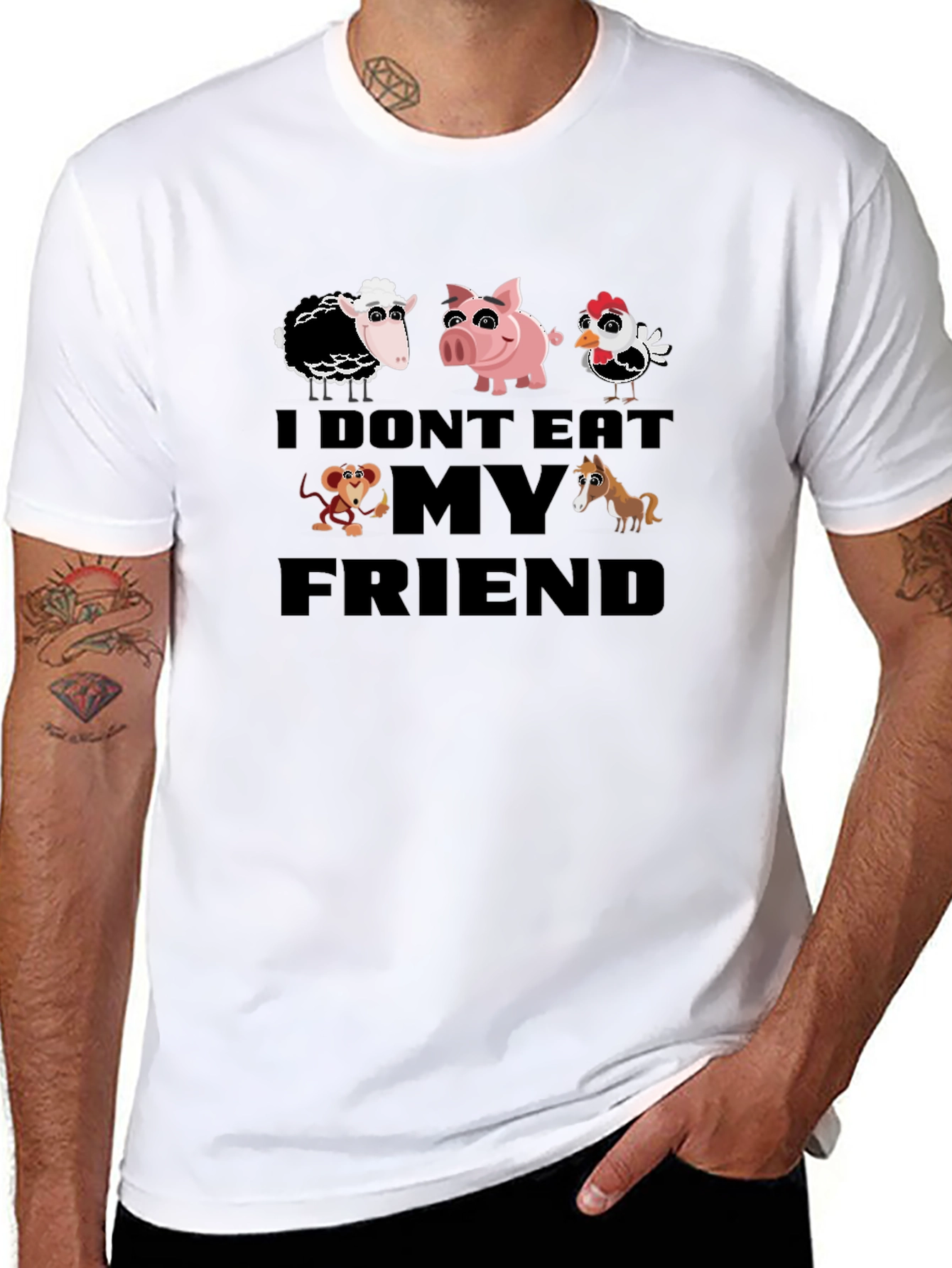Vegan I Dont Eat My Friends Black T-Shirt