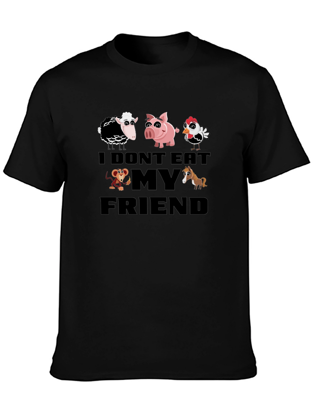 Vegan I Dont Eat My Friends Black T-Shirt