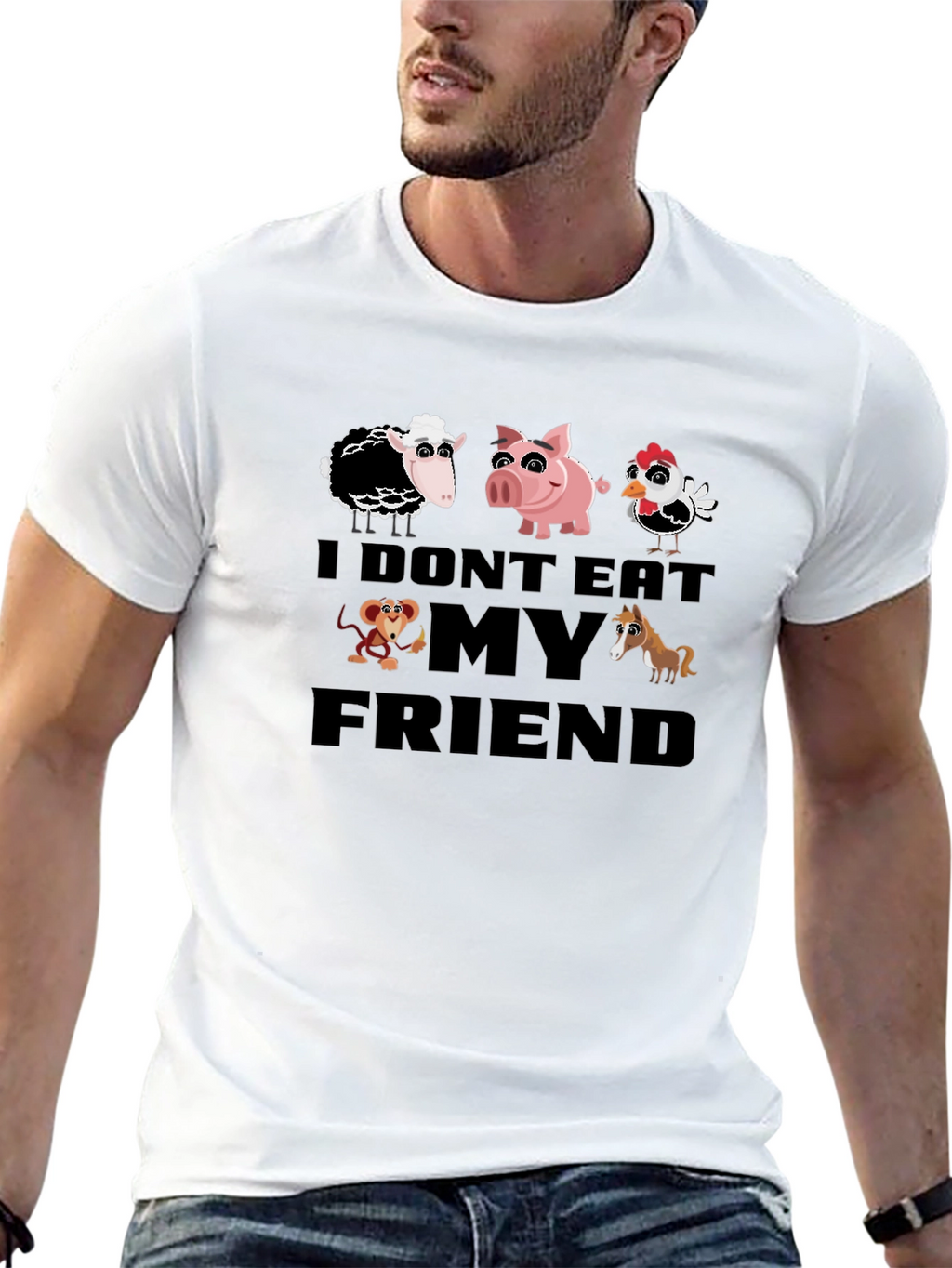 Vegan I Dont Eat My Friends Black T-Shirt
