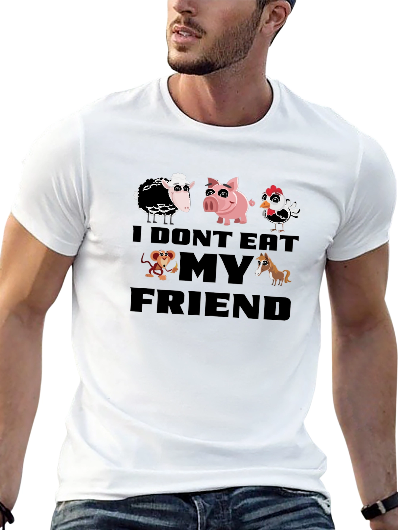 Vegan I Dont Eat My Friends Black T-Shirt