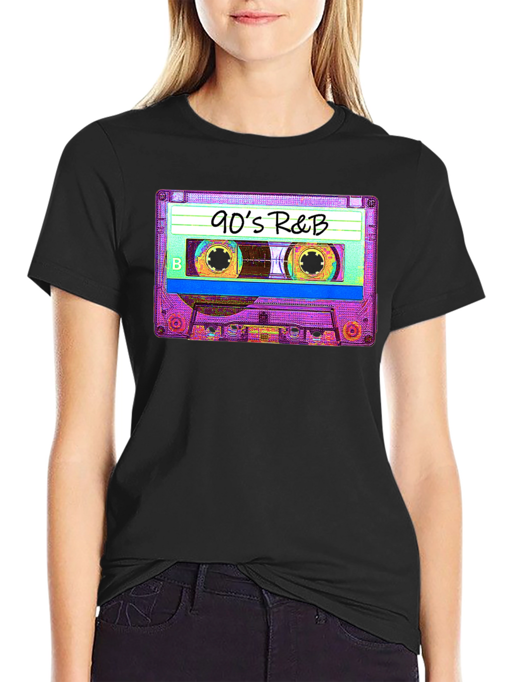 90s R&B Cassette Tape Graphic Tee - Black