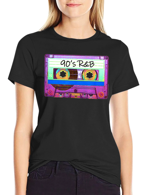 90s R&B Cassette Tape Graphic Tee - Black