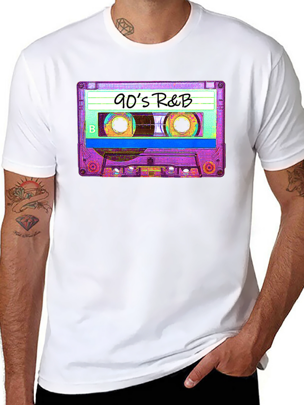 90s R&B Cassette Tape Graphic Tee - Black