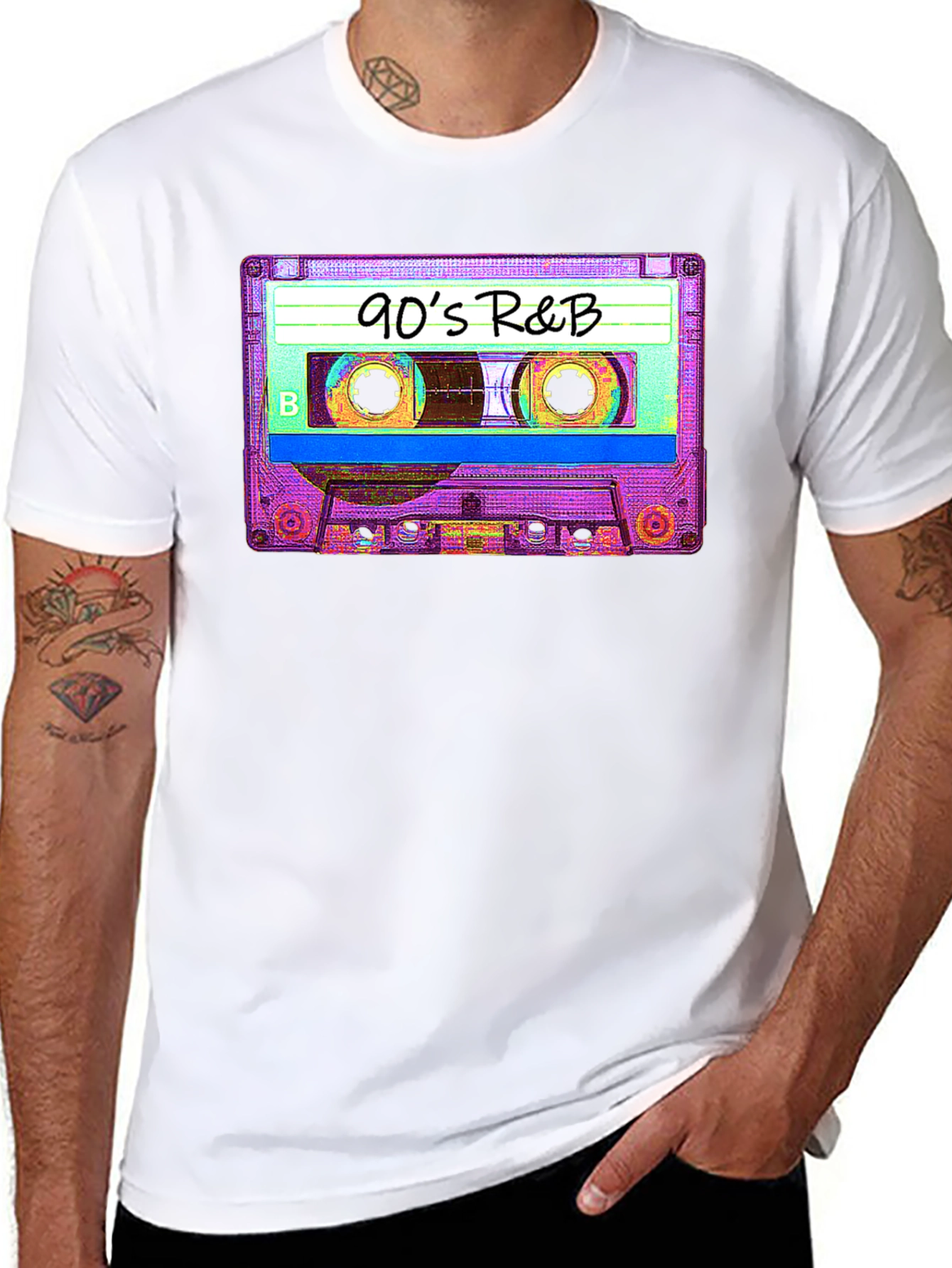 90s R&B Cassette Tape Graphic Tee - Black