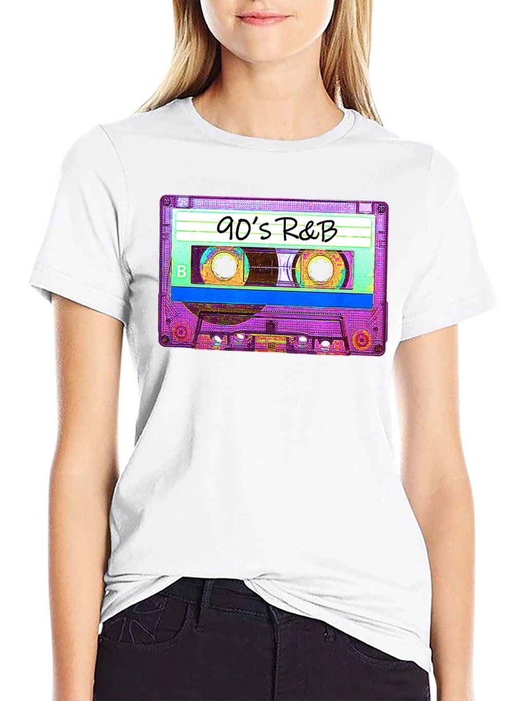 90s R&B Cassette Tape Graphic Tee - Black