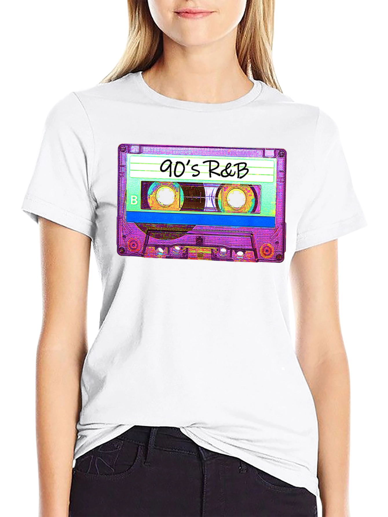 90s R&B Cassette Tape Graphic Tee - Black